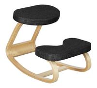 HOMCOM Sedia Inginocchiatoio con Movimento a Dondolo, Sedia Ergonomica Posturale in Tessuto Effetto Lino e Legno di Betulla, 50x73x55 cm, Nero