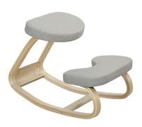 HOMCOM Sedia Inginocchiatoio con Movimento a Dondolo, Sedia Ergonomica Posturale in Tessuto Effetto Lino e Legno di Betulla, 50x73x55 cm, Grigio Chiaro