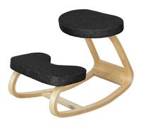 HOMCOM Sedia Inginocchiatoio con Movimento a Dondolo, Sedia Ergonomica Posturale in Tessuto Effetto Lino e Legno di Betulla, 50x73x55 cm, Nero