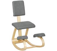 HOMCOM Sedia Inginocchiatoio in Tessuto Effetto Lino e Legno di Betulla Nero
