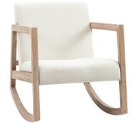 HOMCOM Sedia Moderna a Dondolo in Legno con Cuscini per Seduta e Schienale Crema