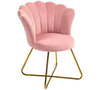 HOMCOM Sedia Moderna Ergonomica con Schienale a Petalo Vellutato Rosa e Gambe Incrociate Oro, 69x64x80 cm