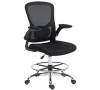 HOMCOM Sedia Moderno da ufficio ergonomica con supporto lombare 4D e braccioli ribaltabili, 60x60x108-132 cm, nero Aosom Italy