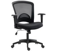 HOMCOM Sedia da Ufficio Traspirante e Reclinabile ad Altezza Regolabile, Sedia per Computer in Tessuto a Rete con Braccioli Regolabili, Nero