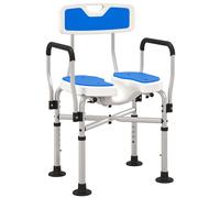 HOMCOM Sedia per Doccia con Seduta Scanalata e Altezza Regolabile in Alluminio