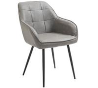 HOMCOM Sedia per Sala da Pranzo Sedia per Soggiorno Moderna in Similpelle Grigia