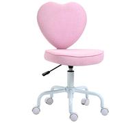 HOMCOM Sedia per Scrivania a Forma di Cuore, Altezza Regolabile, Rosa