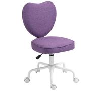 Vinsetto Sedia per Scrivania a Cuore con 5 Rotelle e Altezza Regolabile in Tessuto, 40x50x79-89cm, Viola