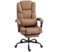 HOMCOM Sedia per Scrivania Reclinabile con Poggiapiedi in Finta Pelle Marrone