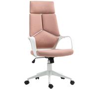 HOMCOM Sedia Poltrona da Ufficio o Gaming in Tessuto con Schienale Alto Rosa