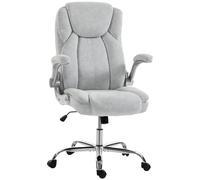 HOMCOM Sedia Ufficio Ergonomica con Braccioli Ribaltabili Imbottiti Crema