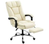 HOMCOM Sedia Ufficio Ergonomica Reclinabile 155° con Poggiapiedi Beige