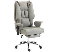 HOMCOM Sedia Ufficio Ergonomica Reclinabile 155° Poggiapiedi Grigio Chiaro