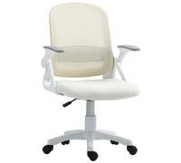 HOMCOM Sedia ufficio in mesh con braccioli ribaltabili e supporto lombare, Bianco Aosom Italy
