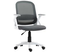 HOMCOM Sedia ufficio in mesh con braccioli ribaltabili e supporto lombare, Grigio Aosom Italy