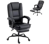HOMCOM Sedia Ufficio Presidenziale Ergonomica 150° con Poggiapiedi Nero