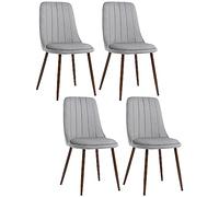 HOMCOM Sedie da Cucina Imbottite, Set 4 Pezzi in Poliestere e Acciaio, 47x55x86 cm, Grigio