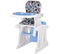 HOMCOM Seggiolone per bambini 2 in 1 per 6 mesi a 6 anni trasformabile in tavolo e sedia multifunzionale regolabile in 3 posizioni schienale alto imbottito con 2 vassoi estraibili 57 x 59 x 105 cm blu