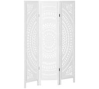 HOMCOM Separé da Interni Pieghevole a 3 Pannelli in Legno 120x170cm Bianco