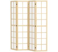 HOMCOM Separé da Interno 4 Pannelli Pieghevole in Legno e Tessuto 160x170cm