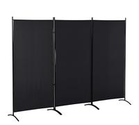 HOMCOM Separé da Interno Pieghevole a 3 Pannelli in Metallo e Poliestere Nero