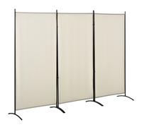 HOMCOM Paravento da Interno a 3 Pannelli, Separé Pieghevole Divisorio per Ambienti in Metallo e Poliestere, 253x50x182cm, Beige