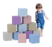 HOMCOM Set 12 Cubi Giocattolo Morbidi Bambini 12-36 Mesi Multicolore Chiaro