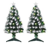 HOMCOM Set 2 Alberi di Natale Artificiali con 90 Luci e Fibre Ottiche