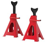 HOMCOM Set di 2 Cavalletti per Auto 3 T, Coppia di Cavalletti di Sostegno con Altezza di Sollevamento Regolabile da 29-42.5 cm, in Acciaio al Carbonio e Ghisa, Rosso e Nero