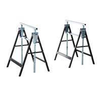 HOMCOM Set 2 Cavalletti da Lavoro Pieghevoli Altezza Regolabile in Acciaio