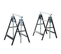 HOMCOM Set 2 Cavalletti da Lavoro Pieghevoli Portata 200 kg, Altezza Regolabili 80-130 cm, Cavalletti Telescopici Salvaspazio in Acciaio per Fai da Te, Garage e Giardino, Nero