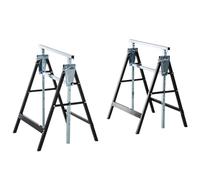 HOMCOM Set 2 Cavalletti da Lavoro Pieghevoli Portata 200 kg Nero | Altezza Regolabili 80-130 cm, Cavalletti Telescopici Salvaspazio, Acciaio, Fai da Te, Garage, Giardino