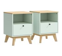 HOMCOM Set 2 comodini con cassetto e vano aperto, 40x40x55 cm, Rovere e Verde Aosom Italy