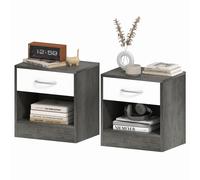 HOMCOM Set 2 Comodini con Ripiano Aperto e Cassetto Bianco e Grigio Scuro