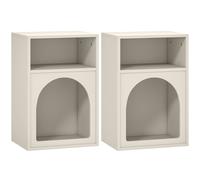 HOMCOM Set 2 comodini con scomparti aperti e design ad arco, 40x30x60 cm, Crema Aosom Italy
