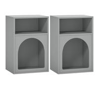 HOMCOM Set 2 comodini con scomparti aperti e design ad arco, 40x30x60 cm, Grigio Aosom Italy