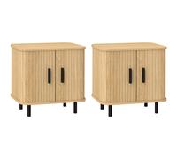 HOMCOM Set 2 Comodini in stile Nordico con Ripiano a 2 Livelli Nero e Rovere