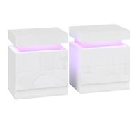HOMCOM Comodino con Luce LED RGB Incorporata 2 Cassetti, 4 Modalità di Luce