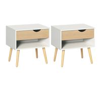 HOMCOM Set 2 Comodini Moderni con Cassetto e Mensola Gambe in Legno 50x39x51cm