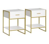 HOMCOM Set 2 Comodini Moderni in MDF e Acciaio