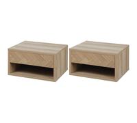 HOMCOM Set 2 Comodini Moderni Sospesi in Legno con Cassetto e Mensola 37x32x21cm