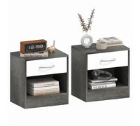 HOMCOM Set 2 Comodini per Camera da Letto con Ripiano Aperto e Cassetto, Comodini Moderni in Truciolato, 39x28x41 cm, Bianco e Grigio Scuro