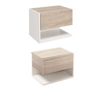 HOMCOM Set di 2 Comodini Sospesi a Parete con Cassetto e Mensola, Arredamento Moderno Camera da Letto, Bianco e Rovere