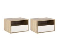 HOMCOM Set 2 Comodini Sospesi con Cassetto 45x35x27.5cm Color Legno