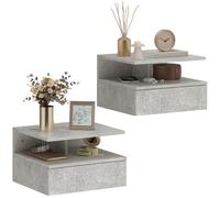 HOMCOM Set 2 Comodini Sospesi con Cassetto e Mensola 35x32x22.5 cm Nero e Rovere