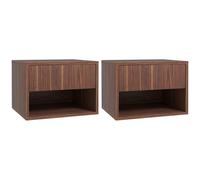 HOMCOM Set 2 Comodini Sospesi con Cassetto e Ripiano Inferiore in MDF Marrone