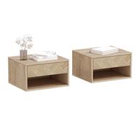 HOMCOM Set 2 Comodini Sospesi con Cassetto e Vano Aperto 37x32x21 cm Legno