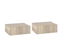 HOMCOM Set 2 Comodini Sospesi in Legno Design Moderno 40x30x15cm