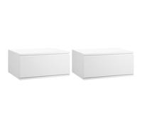 HOMCOM Comodino Set 2 Pezzi con Cassetto e Design Sospeso Bianco