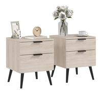 HOMCOM Set 2 Comodini Stile Nordico con Cassetto in Truciolato color Quercia